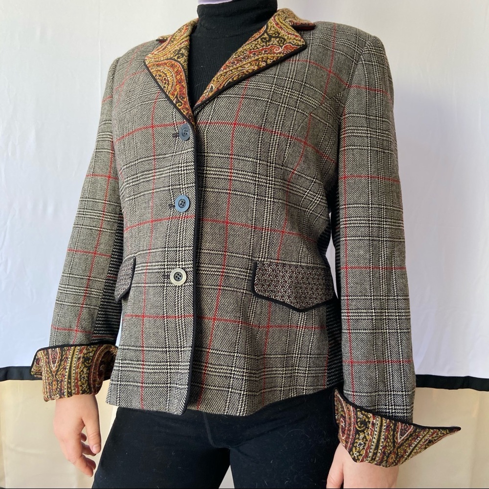 Vintage Carlisle wool Blazer jacket Plaid Paisley 12
